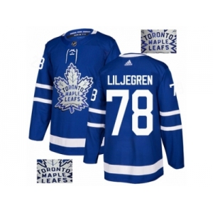 Men Adidas Toronto Maple Leafs #78 Timothy Liljegren Authentic Royal Blue Fashion Gold NHL Jersey