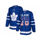 Men Adidas Toronto Maple Leafs #78 Timothy Liljegren Authentic Royal Blue USA Flag Fashion NHL Jersey