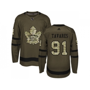 Men Adidas Toronto Maple Leafs #91 John Tavares Green Salute to Service Stitched NHL Jersey