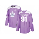 Men Adidas Toronto Maple Leafs #91 John Tavares Purple Authentic Fights Cancer Stitched NHL Jersey