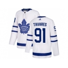 Men Adidas Toronto Maple Leafs #91 John Tavares White Road Authentic Stitched NHL Jersey