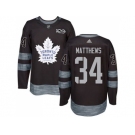 Men Toronto Maple Leafs #34 Auston Matthews Black 1917-2017 100th Anniversary Stitched NHL Jersey