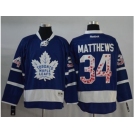 Men Toronto Maple Leafs #34 Auston Matthews Blue Canada Flag Fashion Stitched NHL Jersey