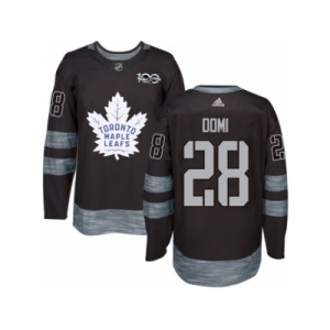 Men's Adidas Toronto Maple Leafs #28 Tie Domi Authentic Black 1917-2017 100th Anniversary NHL Jersey