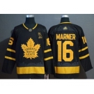 Men's Maple Leafs #16 Mitchell Marner Black Authentic Gold Champions Stitched Hockey Jersey