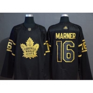 Men's Maple Leafs #16 Mitchell Marner Black Gold Authentic Stitched Hockey Jersey