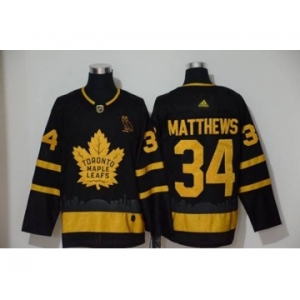Men's Maple Leafs #34 Auston Matthews Black City Edition Authentic Stitched Hockey Jersey