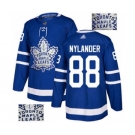 Men's Maple Leafs #88 William Nylander Blue Home Authentic Fashion Gold Stitched Hockey Jersey