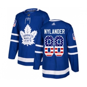 Men's Maple Leafs #88 William Nylander Blue Home Authentic USA Flag Stitched Hockey Jersey