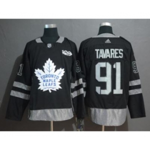 Men's Maple Leafs #91 John Tavares Black 1917-2017 100th Anniversary Stitched Hockey Hockey Jersey
