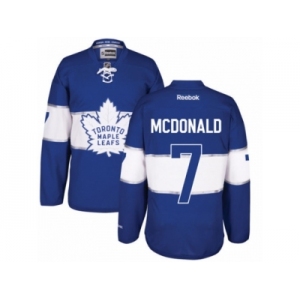 Men's Reebok Toronto Maple Leafs #7 Lanny McDonald Authentic Royal Blue 2017 Centennial Classic NHL Jersey