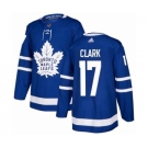 Men's Toronto Maple Leafs  #17 Wendel Clark Blue Home Authentic Stitched NHL Jersey