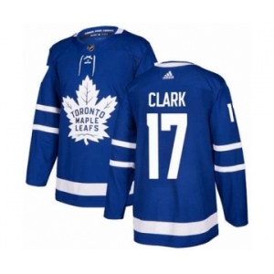 Men's Toronto Maple Leafs  #17 Wendel Clark Blue Home Authentic Stitched NHL Jersey