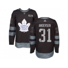 Men's Toronto Maple Leafs #31 Frederik Andersen Black 1917-2017 100th Anniversary Stitched NHL Jersey