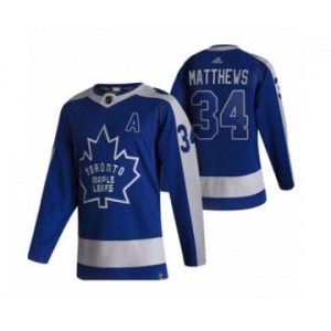 Men's Toronto Maple Leafs #34 Auston Matthews Blue 2020-21 Reverse Retro Alternate Hockey Jersey