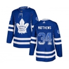 Men's Toronto Maple Leafs #34 Auston Matthews Blue Home Drift Fashion Stitched Hockey Jersey