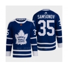 Men's Toronto Maple Leafs #35 Ilya Samsonov Blue 2022 Reverse Retro Primegreen Jersey