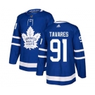 Men's Toronto Maple Leafs #91 John Tavares Blue Home Stitched Hockey Jersey