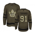 Men's Toronto Maple Leafs #91 John Tavares Green Salute to Service Stitched Hockey Jersey