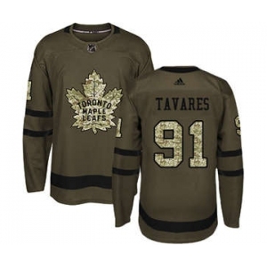 Men's Toronto Maple Leafs #91 John Tavares Green Salute to Service Stitched Hockey Jersey