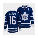 Men's Toronto Maple Leafs Black #16 Mitch Marner Blue 2022 Reverse Retro Stitched Jersey