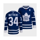 Men's Toronto Maple Leafs Black #34 Auston Matthews Blue 2022 Reverse Retro Stitched Jersey