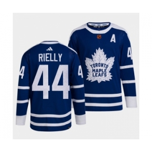 Men's Toronto Maple Leafs Black #44 Morgan Rielly Blue 2022 Reverse Retro Stitched Jersey
