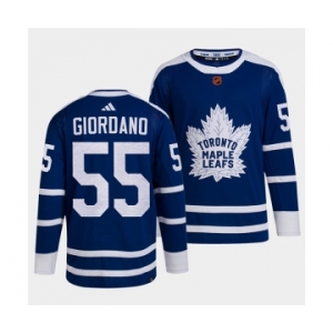 Men's Toronto Maple Leafs Black #55 Mark Giordano Blue 2022 Reverse Retro Stitched Jersey