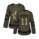 Women Adidas Toronto Maple Leafs #11 Zach Hyman Authentic Green Salute to Service NHL Jersey