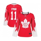 Women Adidas Toronto Maple Leafs #11 Zach Hyman Authentic Red Alternate NHL Jersey