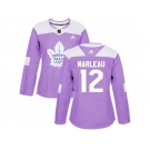 Women Adidas Toronto Maple Leafs #12 Patrick Marleau Purple Authentic Fights Cancer Stitched NHL Jersey