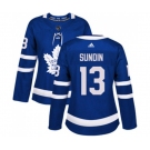 Women Adidas Toronto Maple Leafs #13 Mats Sundin Authentic Royal Blue Home NHL Jersey