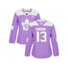 Women Adidas Toronto Maple Leafs #13 Mats Sundin Purple Authentic Fights Cancer Stitched NHL Jersey