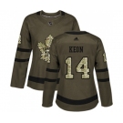 Women Adidas Toronto Maple Leafs #14 Dave Keon Authentic Green Salute to Service NHL Jersey