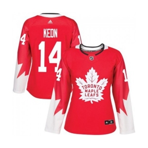 Women Adidas Toronto Maple Leafs #14 Dave Keon Authentic Red Alternate NHL Jersey