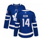 Women Adidas Toronto Maple Leafs #14 Dave Keon Authentic Royal Blue Home NHL Jersey