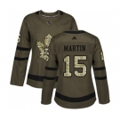 Women Adidas Toronto Maple Leafs #15 Matt Martin Authentic Green Salute to Service NHL Jersey