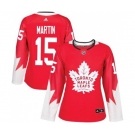 Women Adidas Toronto Maple Leafs #15 Matt Martin Authentic Red Alternate NHL Jersey