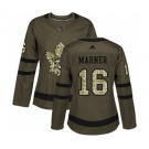 Women Adidas Toronto Maple Leafs #16 Mitchell Marner Authentic Green Salute to Service NHL Jersey