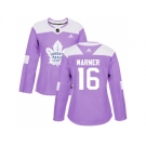 Women Adidas Toronto Maple Leafs #16 Mitchell Marner Purple Authentic Fights Cancer Stitched NHL Jersey