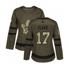 Women Adidas Toronto Maple Leafs #17 Wendel Clark Authentic Green Salute to Service NHL Jersey