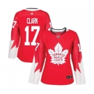 Women Adidas Toronto Maple Leafs #17 Wendel Clark Authentic Red Alternate NHL Jersey