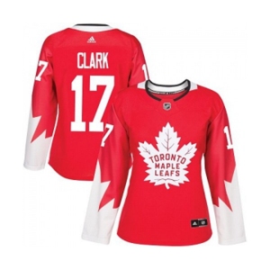 Women Adidas Toronto Maple Leafs #17 Wendel Clark Authentic Red Alternate NHL Jersey