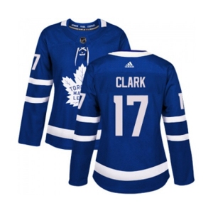 Women Adidas Toronto Maple Leafs #17 Wendel Clark Authentic Royal Blue Home NHL Jersey