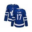 Women Adidas Toronto Maple Leafs #17 Wendel Clark Blue Home Authentic Stitched NHL Jersey