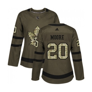 Women Adidas Toronto Maple Leafs #20 Dominic Moore Authentic Green Salute to Service NHL Jersey