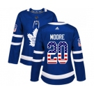 Women Adidas Toronto Maple Leafs #20 Dominic Moore Authentic Royal Blue USA Flag Fashion NHL Jersey