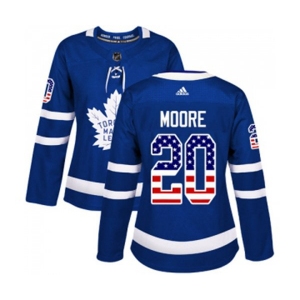 Women Adidas Toronto Maple Leafs #20 Dominic Moore Authentic Royal Blue USA Flag Fashion NHL Jersey
