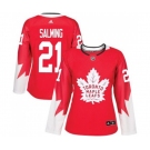 Women Adidas Toronto Maple Leafs #21 Borje Salming Authentic Red Alternate NHL Jersey