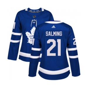 Women Adidas Toronto Maple Leafs #21 Borje Salming Authentic Royal Blue Home NHL Jersey